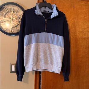 Brandy Melville Navy, light blue, and Gray Colorblock 3/4 zip Sweatshirt